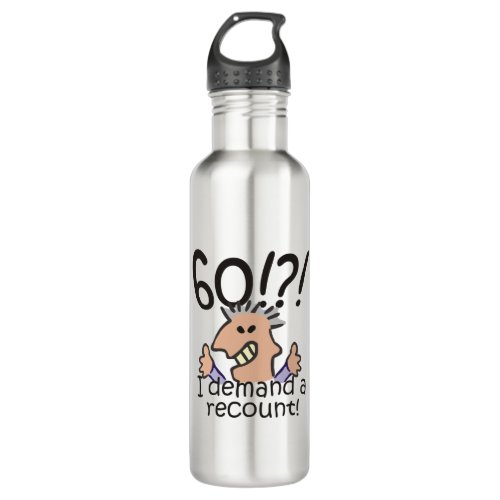 Funny Cartoon Man Recount 60th Birthday Stainless Steel Water Bottle