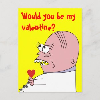 Funny Cartoon Man Valentine's Day Postcard by goodmoments at Zazzle
