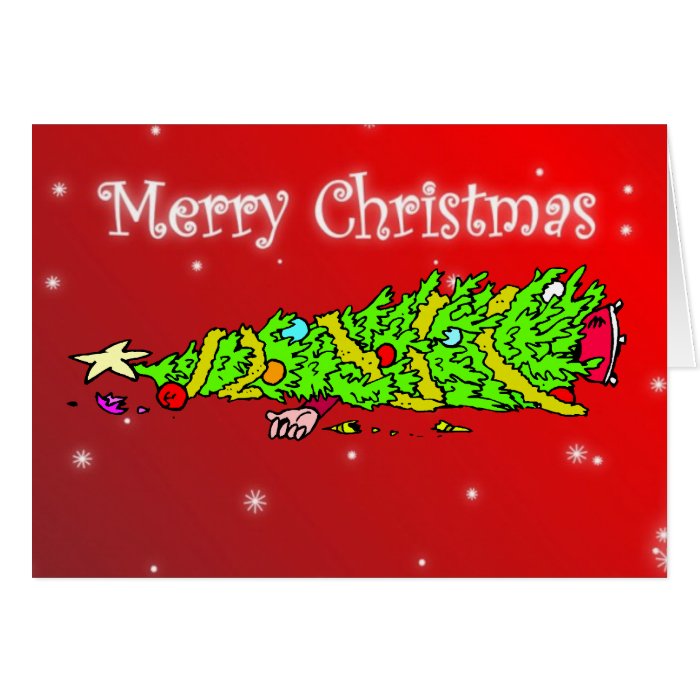 Funny Cartoon Merry Christmas Tree Card