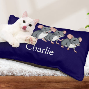 Funny Cartoon Mice Dark Blue Personalized Cat Pet Bed