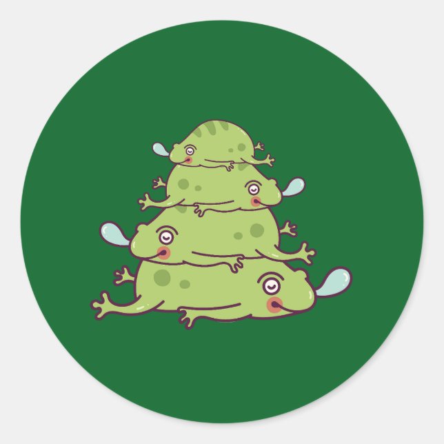 Funny Cartoon Modern Simply Classic Frogs  Round Sticker (Front)