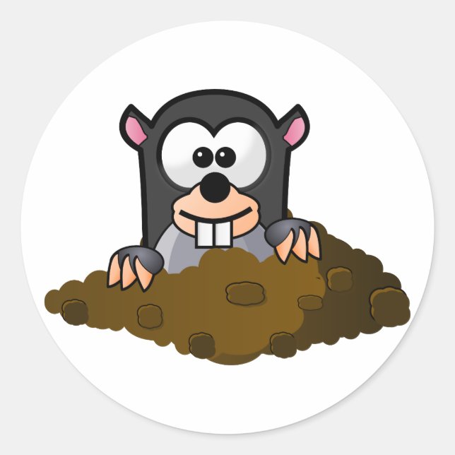 Funny cartoon mole classic round sticker (Front)