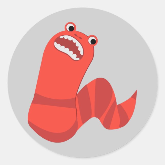 Funny Cartoon Mongolian Death Worm Classic Round Sticker (Front)