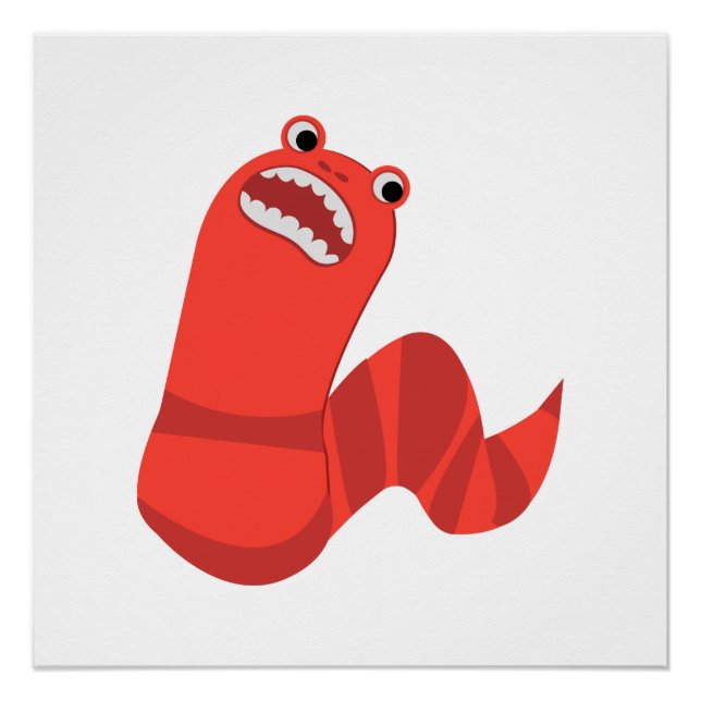 Funny Cartoon Mongolian Death Worm Poster (Front)