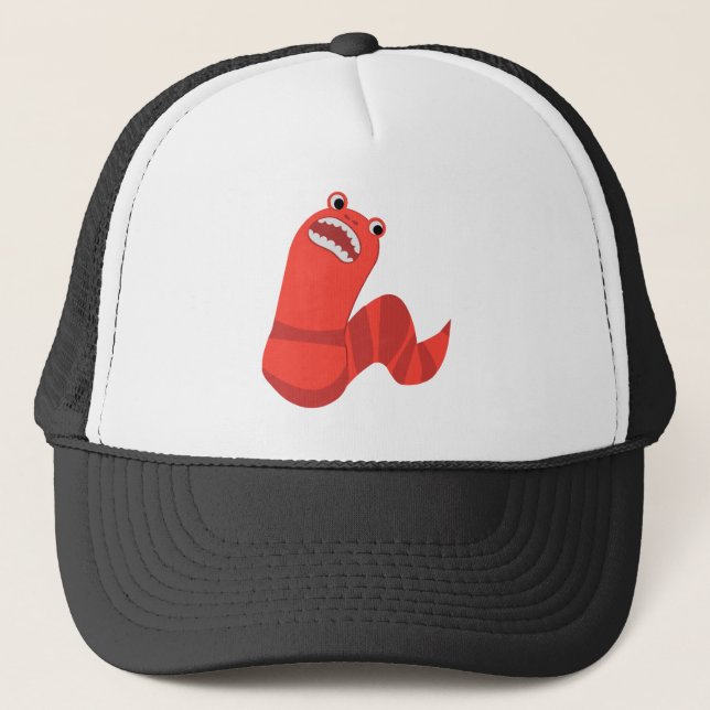 Funny Cartoon Mongolian Death Worm Trucker Hat (Front)