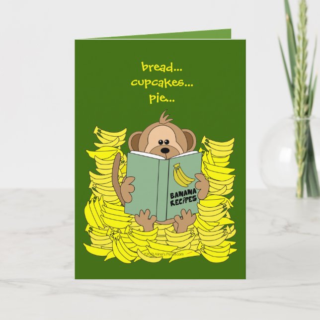 Funny Cartoon Monkey with Bananas Pun Thank You Card (Front)