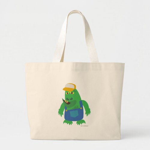 Funny Cartoon Monster Country Rural Character Large Tote Bag
