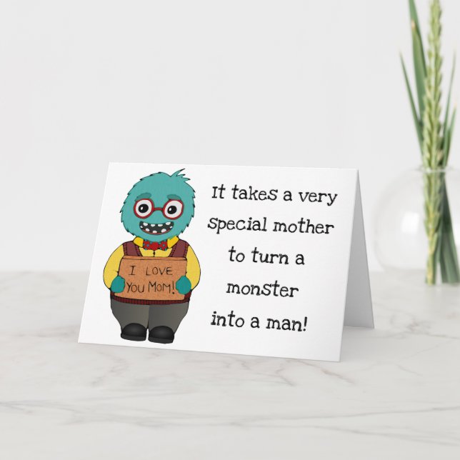 Funny Cartoon Monster Happy Mother's Day From Son Card (Front)