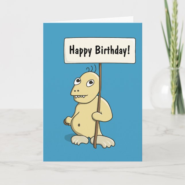 Funny Cartoon Monster With Cookie Personalized Card (Front)