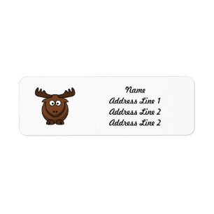 Funny Cartoon Moose Label