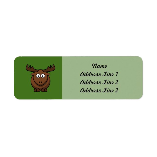 Funny Cartoon Moose with Green Background Label (Front)