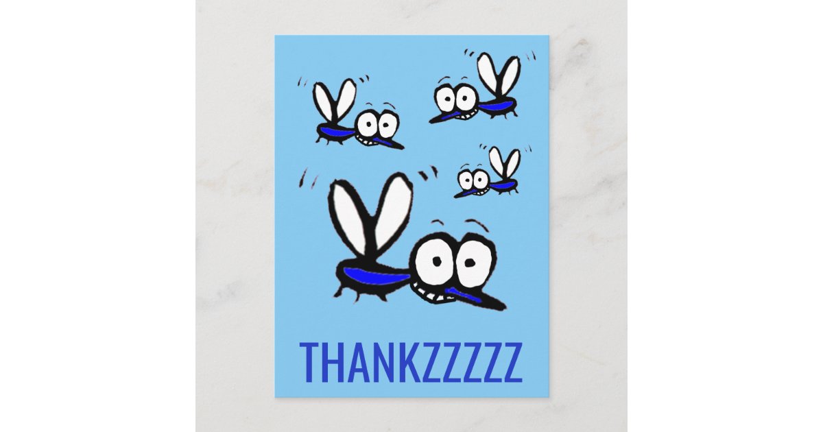 Funny Cartoon Mosquito Thank You Thankzzz Postcard | Zazzle