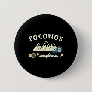 Funny Cartoon Mountain Hiking Patches Poconos Penn Button