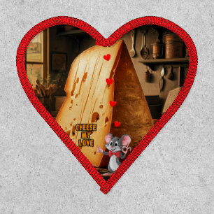 Funny Cartoon Mouse saying Cheese my love on a Patch