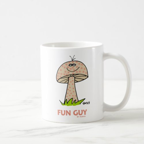 Funny Cartoon Mushroom Fun Guy Message on Back Coffee Mug