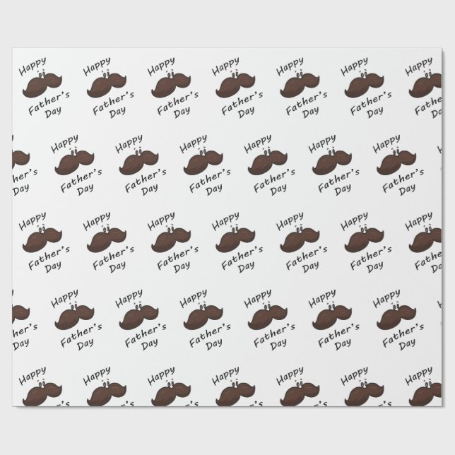 Funny Cartoon Mustache Wrapping Paper (Flat)