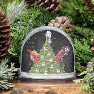 Funny cartoon named Merry vegan christmas  Snow Globe