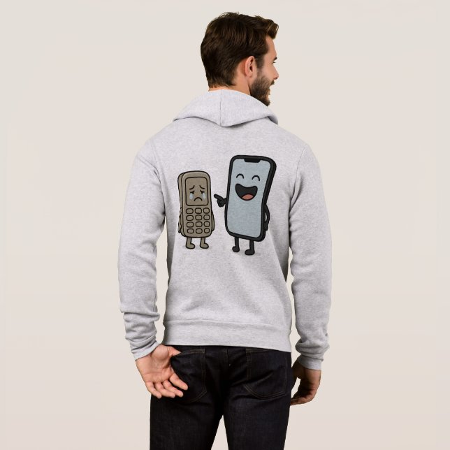  Funny Cartoon _ New Smartphone vs Old Phone Hoodie (Back Full)