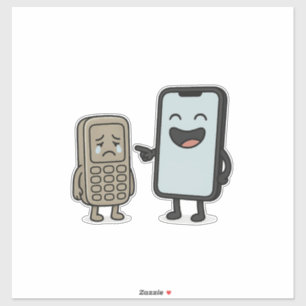 Funny Cartoon _ New Smartphone vs Old Phone Sticker