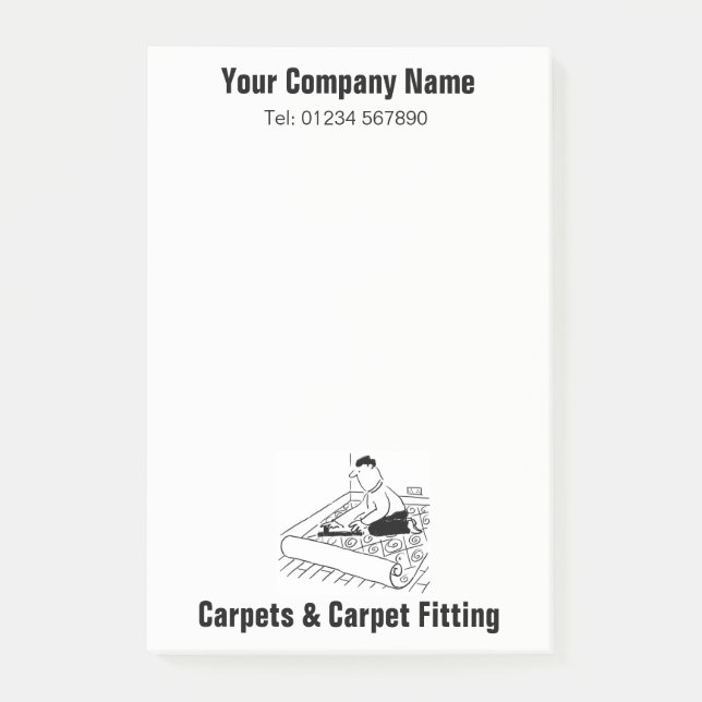 Funny Cartoon of a Carpet Fitter at Work Notes (Front)