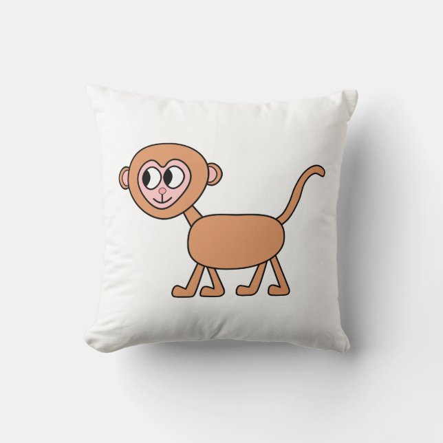 Funny Cartoon of a Monkey. Throw Pillow (Front)