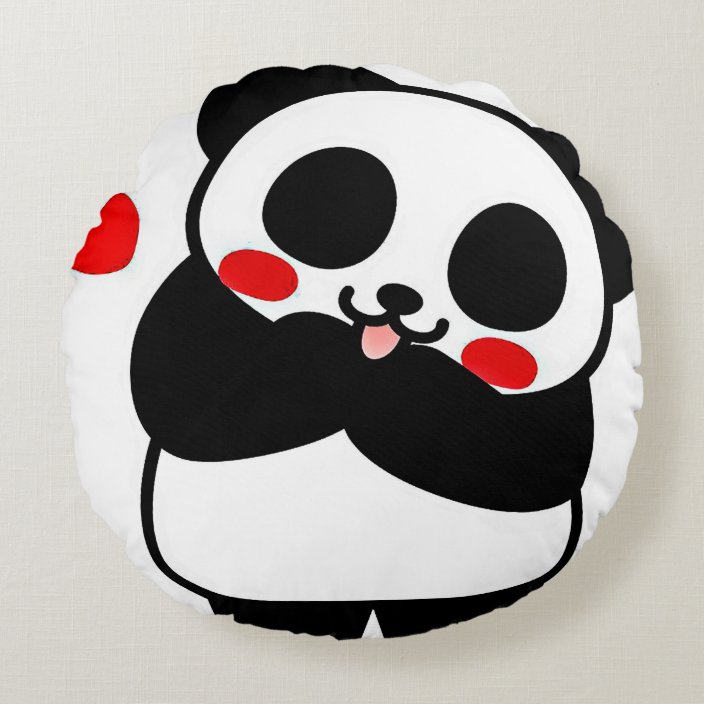 Funny Cartoon Of Cute Love Panda Round Pillow Zazzle Com