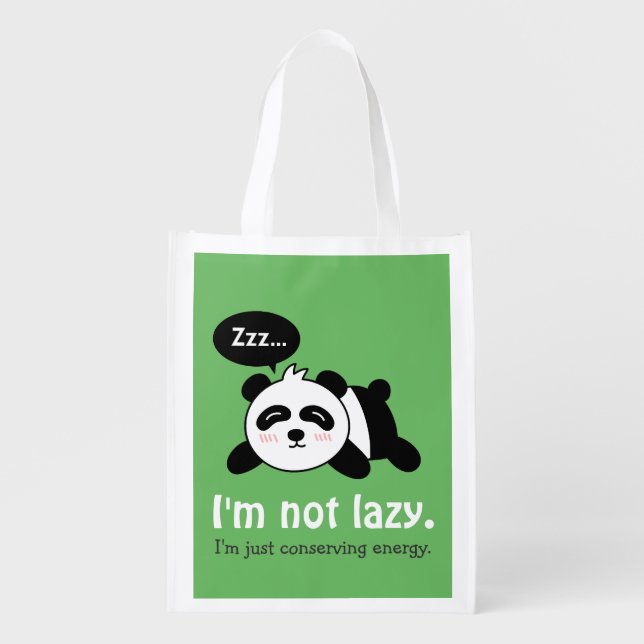 Funny Cartoon of Cute Sleeping Panda Reusable Grocery Bag (Front)