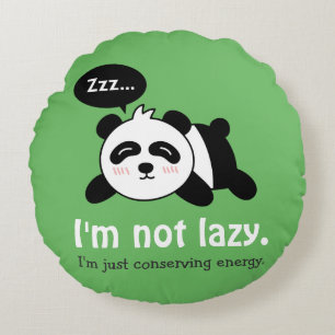 Funny Cartoon of Cute Sleeping Panda Round Pillow