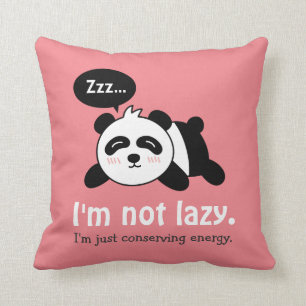 Funny Cartoon of Cute Sleeping Panda Throw Pillow