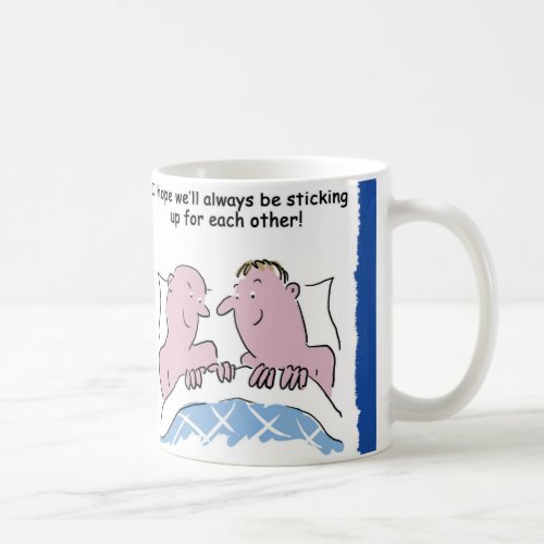 Funny Cartoon of Gay Men in Bed Coffee Mug