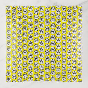Funny Cartoon Owls Yellow Background Trinket Tray