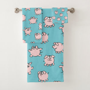 Funny Cartoon Pattern Pig Year Choose Color Bath T Bath Towel Set