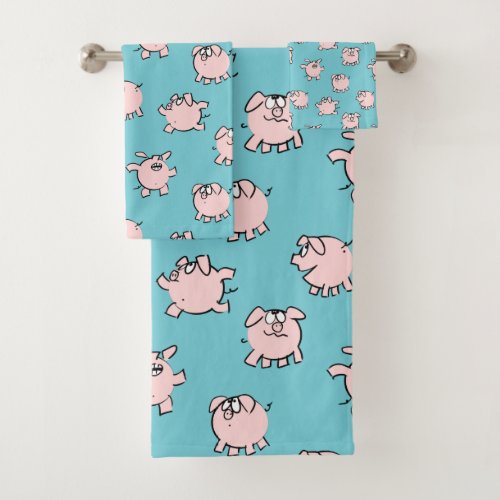 Funny Cartoon Pattern Pig Year Choose Color Bath T Bath Towel Set