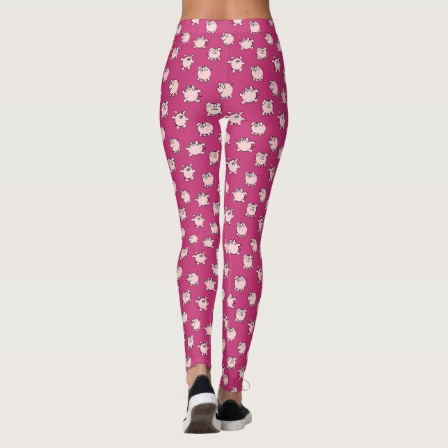 Funny Cartoon Pattern Pig Year Choose Color L Leggings (Back)