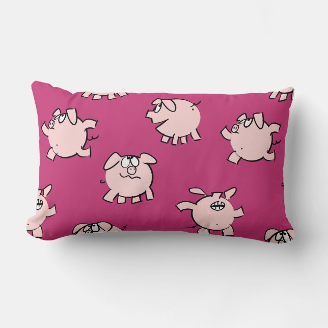Funny Cartoon Pattern Pig Year Choose Color Lumbar Pillow (Front)