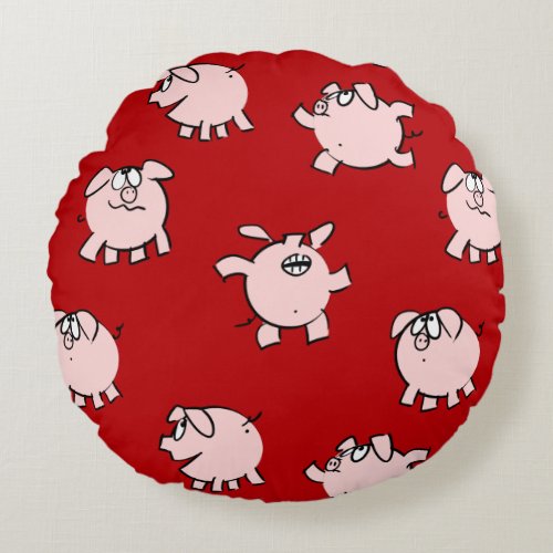 Funny Cartoon Pattern Pig Year Choose Color Round Round Pillow