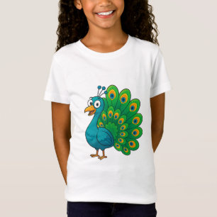 Funny Cartoon Peacock with Colorful Tail T-Shirt