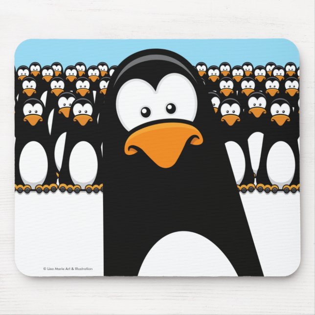 Funny Cartoon Penguin Army Mouse Pad (Front)