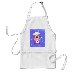 Funny Cartoon Pig Chef  Shirt   Funny Piggy Chef T Adult Apron