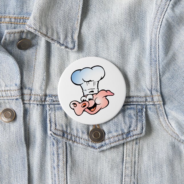 Funny Cartoon Pig Chef with Hat  Button (Creator Uploaded)