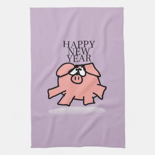 Funny Cartoon Pig New Year Kitchen hand Towel