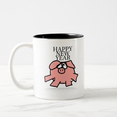 Funny Cartoon Pig Year 2019 2_tone Mug