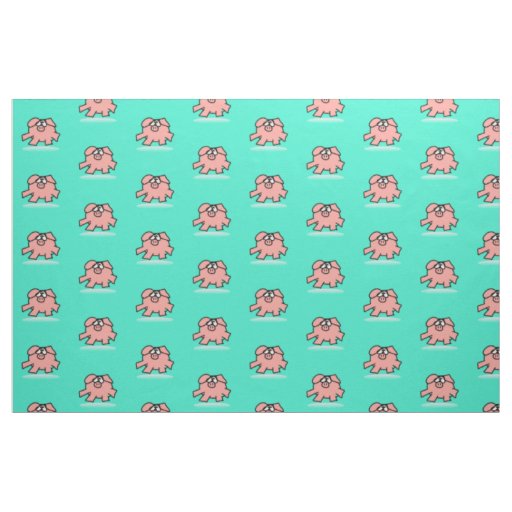 Funny Cartoon Pig Year 2019  choose color 3 Fabric