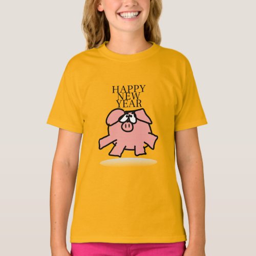 Funny Cartoon Pig Year 2019 Long S Girl Shirt