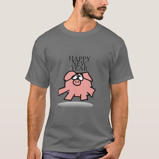 Funny Cartoon Pig Year 2019 Man T-shirt (Front)