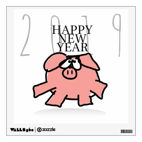 Funny Cartoon Pig Year 2019 Wall Decal