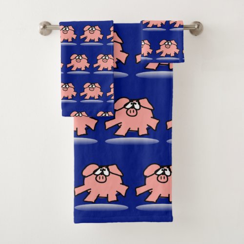 Funny Cartoon Pig Year Birthday Choose color BathT Bath Towel Set