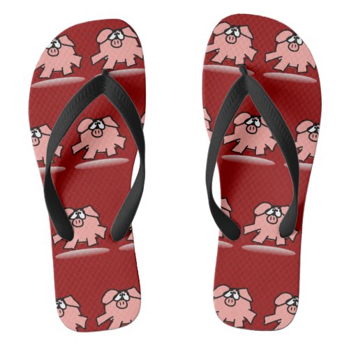 Funny Cartoon Pig Year Birthday Choose color MFF Flip Flops