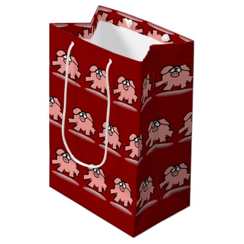 Funny Cartoon Pig Year Birthday Choose color MGB Medium Gift Bag