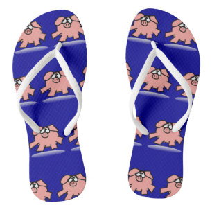 Funny Cartoon Pig Year Birthday Choose color WFF Flip Flops